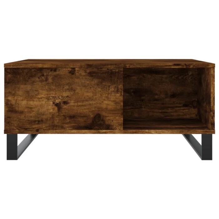Table basse chêne fumé 80x80x36,5 cm bois d'ingénierie – Image 2