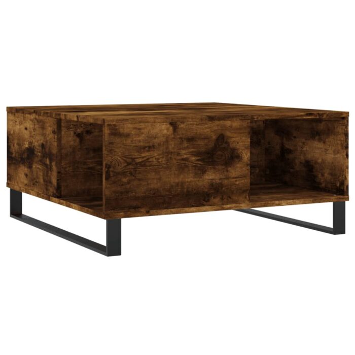 Table basse chêne fumé 80x80x36,5 cm bois d'ingénierie – Image 4