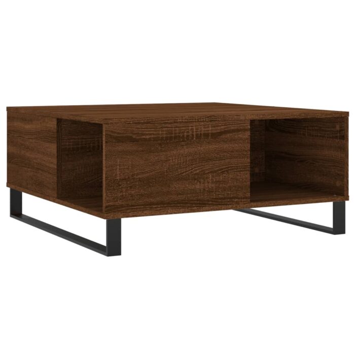 Table basse chêne marron 80x80x36,5 cm bois d'ingénierie – Image 4