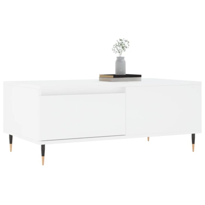 Table basse Blanc 90x50x36,5 cm Bois d'ingénierie – Image 2