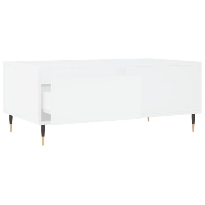 Table basse Blanc 90x50x36,5 cm Bois d'ingénierie – Image 4
