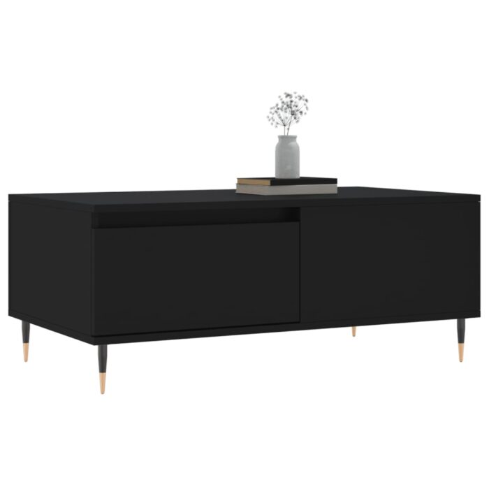 Table basse Noir 90x50x36,5 cm Bois d'ingénierie – Image 2