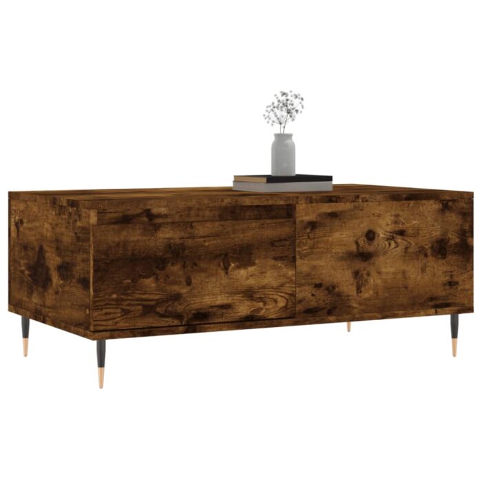 Table basse Chêne fumé 90x50x36,5 cm Bois d'ingénierie – Image 2