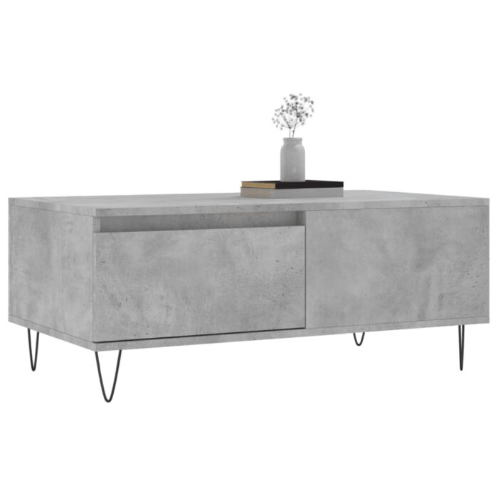 Table basse Gris béton 90x50x36,5 cm Bois d'ingénierie – Image 2