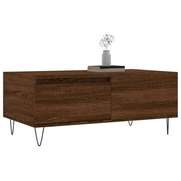 Table basse Chêne marron 90x50x36,5 cm Bois d'ingénierie – Image 2