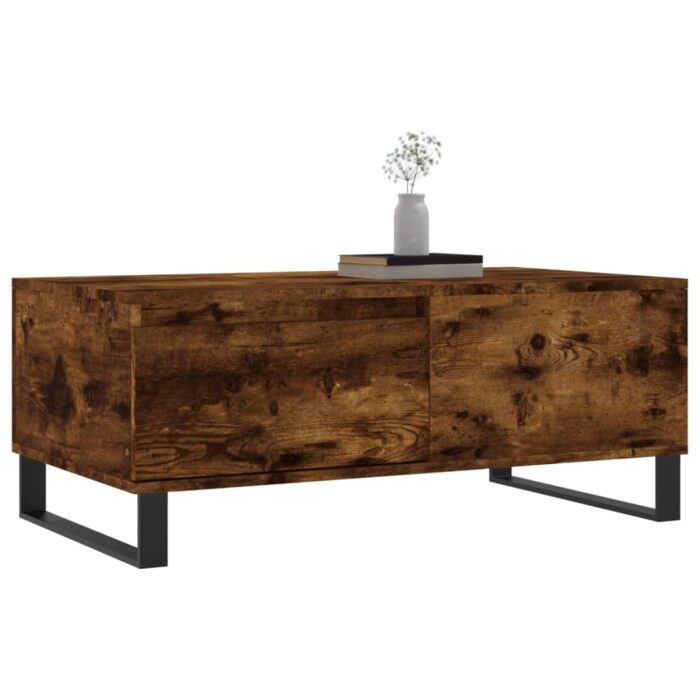 Table basse Chêne fumé 90x50x36,5 cm Bois d'ingénierie – Image 2