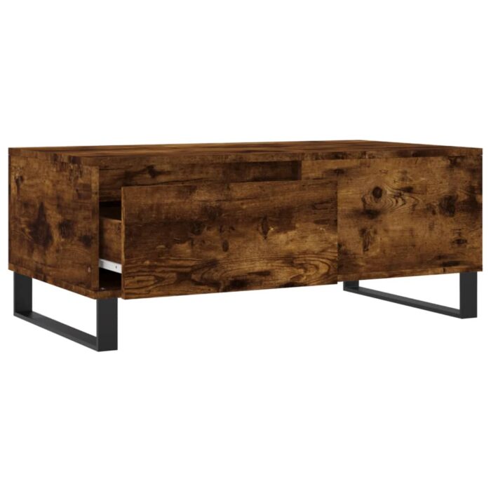 Table basse Chêne fumé 90x50x36,5 cm Bois d'ingénierie – Image 4
