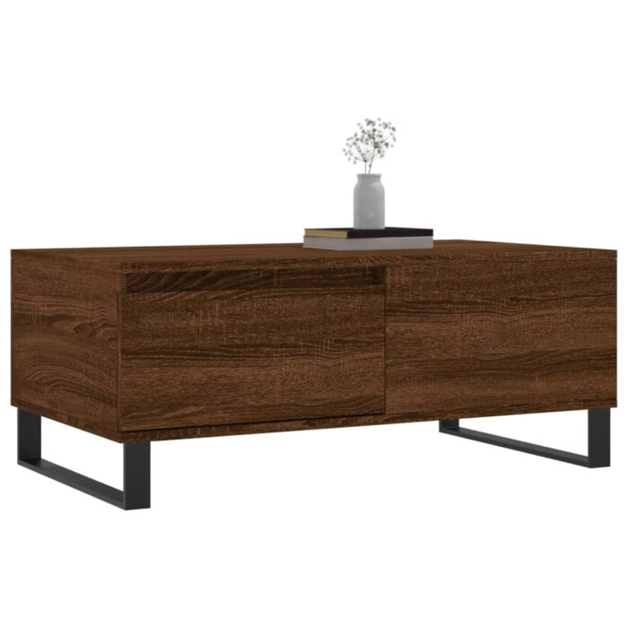 Table basse Chêne marron 90x50x36,5 cm Bois d'ingénierie – Image 2