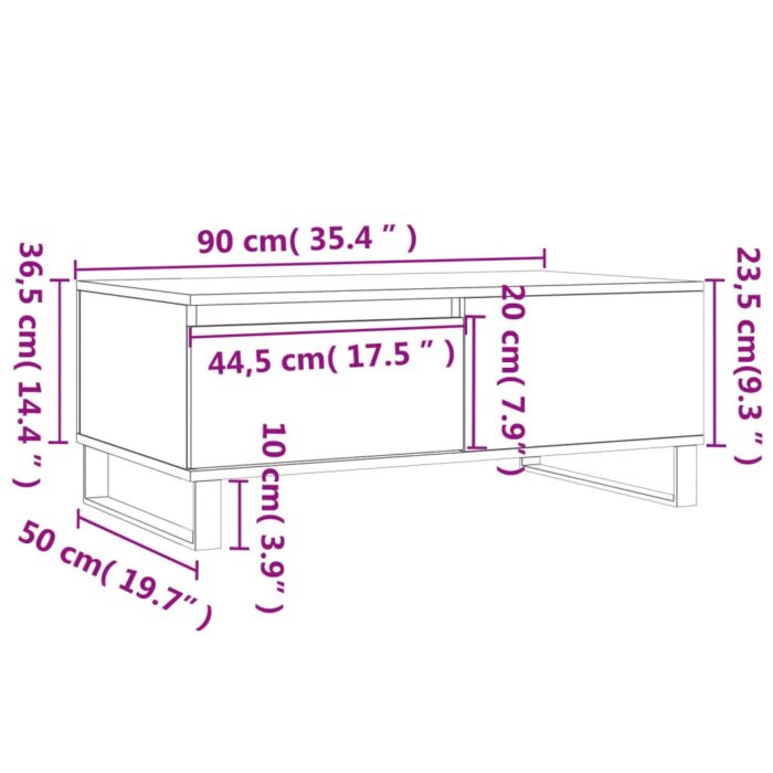 Table basse Chêne marron 90x50x36,5 cm Bois d'ingénierie – Image 9
