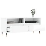 Meuble TV blanc brillant 100x34,5x44,5 cm bois d'ingénierie – Image 2