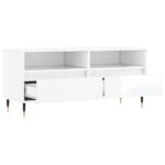 Meuble TV blanc brillant 100x34,5x44,5 cm bois d'ingénierie – Image 4