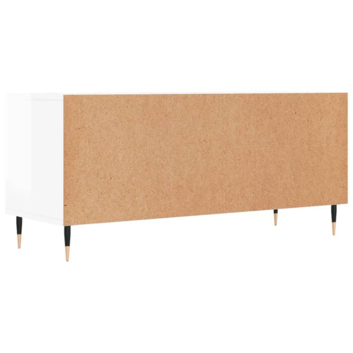 Meuble TV blanc brillant 100x34,5x44,5 cm bois d'ingénierie – Image 6