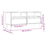 Meuble TV gris béton 100x34,5x44,5 cm bois d'ingénierie – Image 9
