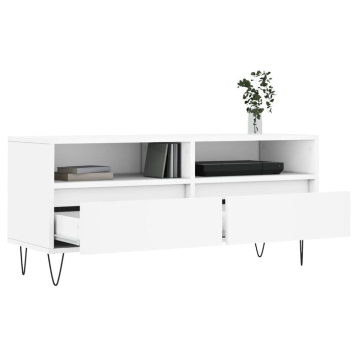 Meuble TV blanc 100x34,5x44,5 cm bois d'ingénierie – Image 2