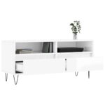 Meuble TV blanc brillant 100x34,5x44,5 cm bois d'ingénierie – Image 2