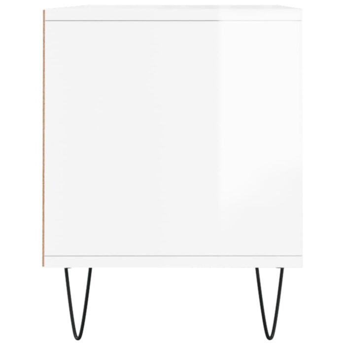 Meuble TV blanc brillant 100x34,5x44,5 cm bois d'ingénierie – Image 5