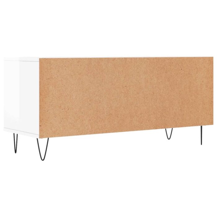 Meuble TV blanc brillant 100x34,5x44,5 cm bois d'ingénierie – Image 6