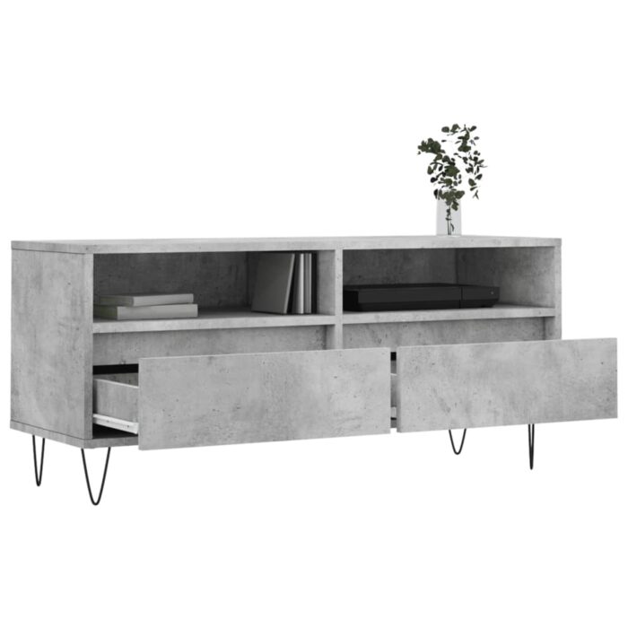 Meuble TV gris béton 100x34,5x44,5 cm bois d'ingénierie – Image 2