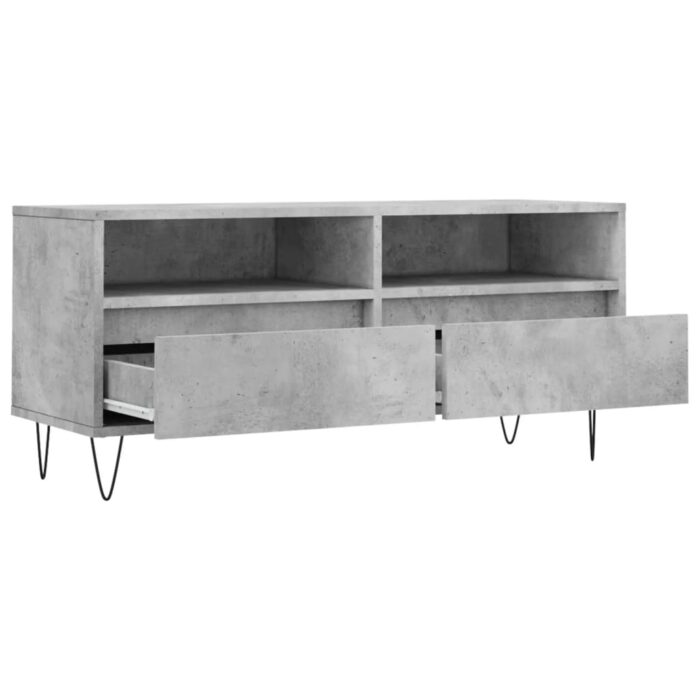 Meuble TV gris béton 100x34,5x44,5 cm bois d'ingénierie – Image 4