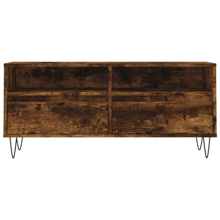 Meuble TV chêne fumé 100x34,5x44,5 cm bois d'ingénierie – Image 3