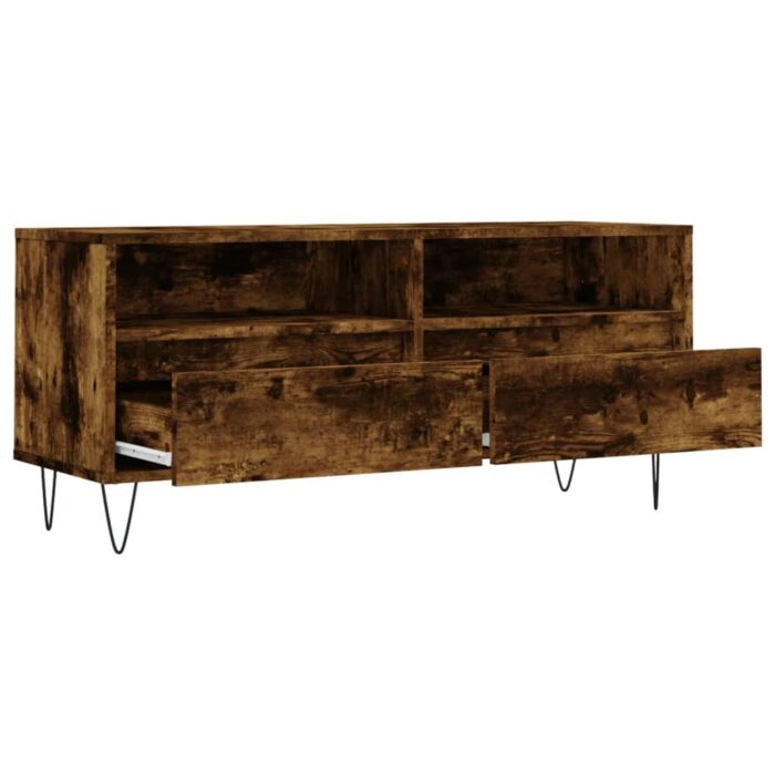 Meuble TV chêne fumé 100x34,5x44,5 cm bois d'ingénierie – Image 4