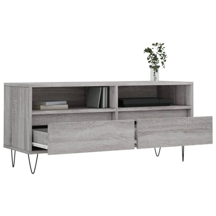 Meuble TV sonoma gris 100x34,5x44,5 cm bois d'ingénierie – Image 2