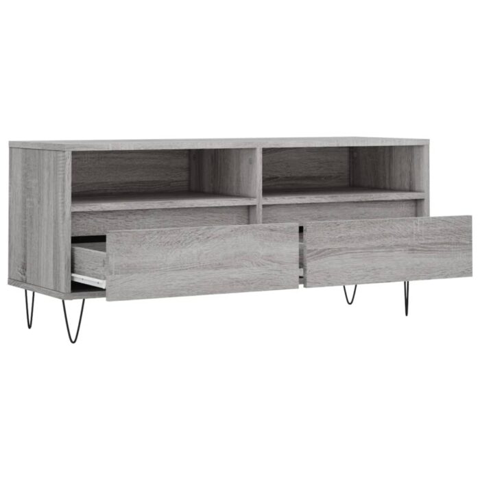 Meuble TV sonoma gris 100x34,5x44,5 cm bois d'ingénierie – Image 4