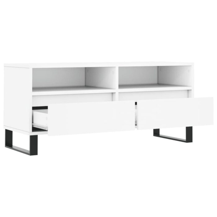 Meuble TV blanc 100x34,5x44,5 cm bois d'ingénierie – Image 4