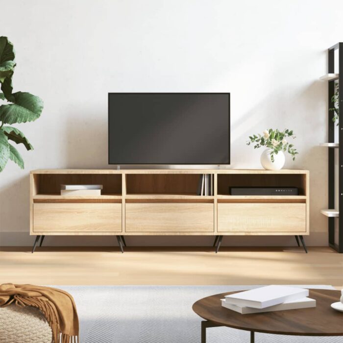 Meuble TV chêne sonoma 150x30x44,5 cm bois d'ingénierie – Image 1