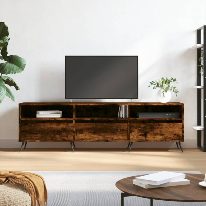 Meuble TV chêne fumé 150x30x44,5 cm bois d'ingénierie – Image 1
