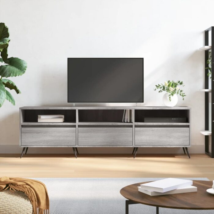 Meuble TV sonoma gris 150x30x44,5 cm bois d'ingénierie – Image 1