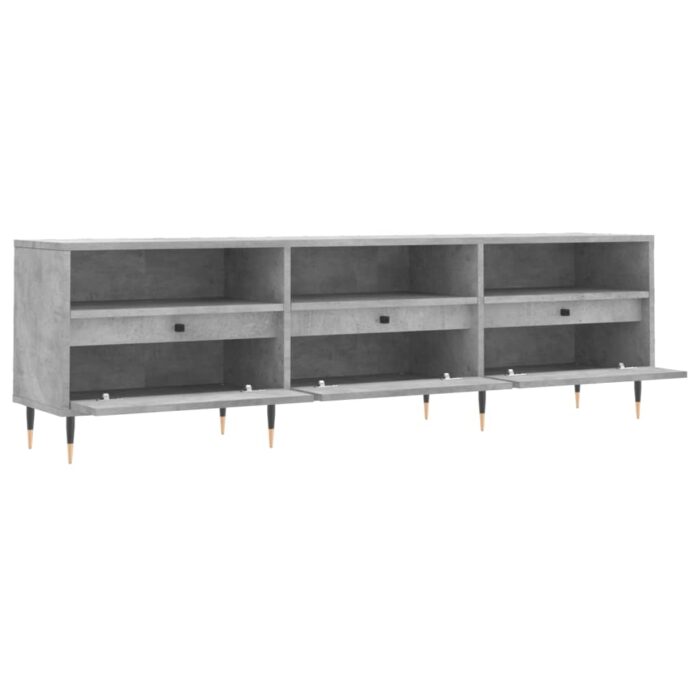 Meuble TV gris béton 150x30x44,5 cm bois d'ingénierie – Image 4