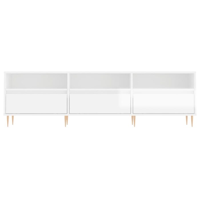 Meuble TV blanc brillant 150x30x44,5 cm bois d'ingénierie – Image 3