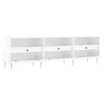 Meuble TV blanc brillant 150x30x44,5 cm bois d'ingénierie – Image 4