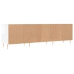 Meuble TV blanc brillant 150x30x44,5 cm bois d'ingénierie – Image 6