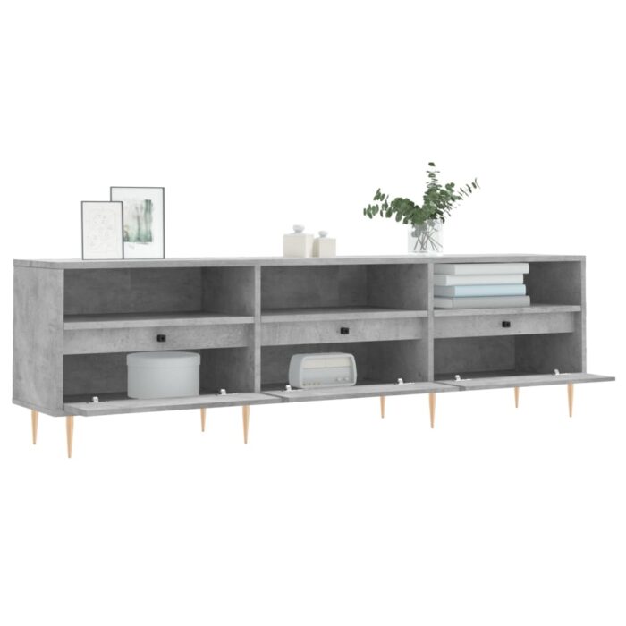 Meuble TV gris béton 150x30x44,5 cm bois d'ingénierie – Image 2