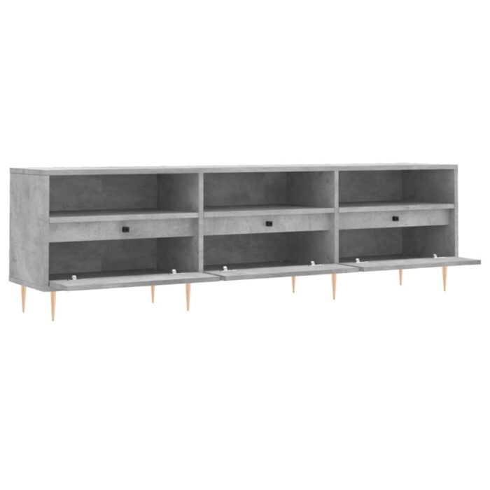Meuble TV gris béton 150x30x44,5 cm bois d'ingénierie – Image 4