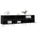 Meuble TV noir 150x30x44,5 cm bois d'ingénierie – Image 2