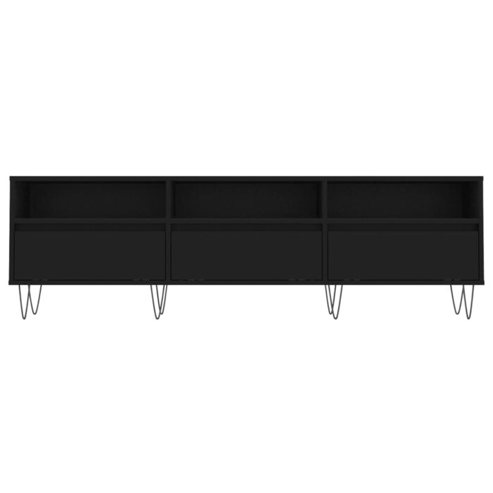Meuble TV noir 150x30x44,5 cm bois d'ingénierie – Image 3
