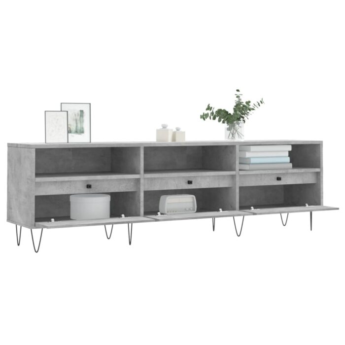 Meuble TV gris béton 150x30x44,5 cm bois d'ingénierie – Image 2