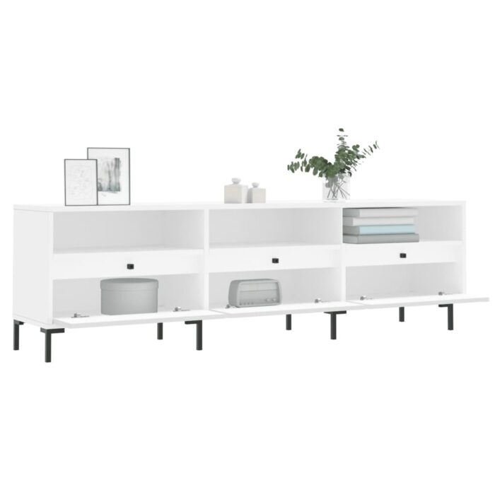 Meuble TV blanc 150x30x44,5 cm bois d'ingénierie – Image 2