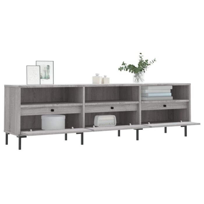 Meuble TV sonoma gris 150x30x44,5 cm bois d'ingénierie – Image 2