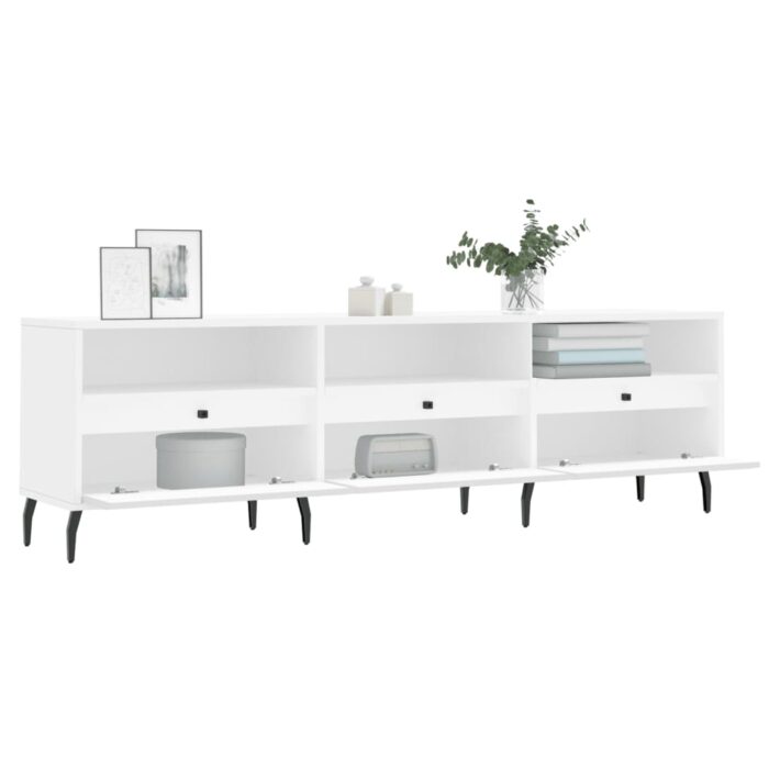 Meuble TV blanc 150x30x44,5 cm bois d'ingénierie – Image 2