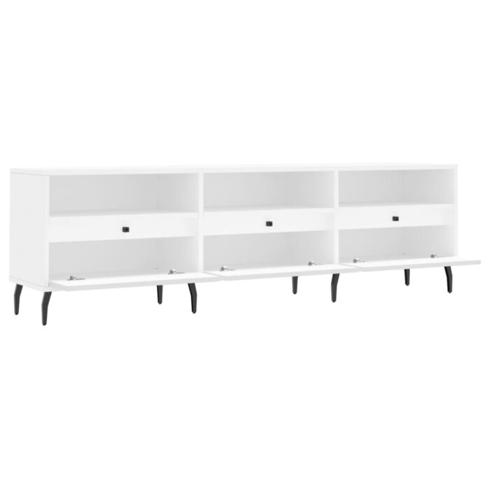 Meuble TV blanc 150x30x44,5 cm bois d'ingénierie – Image 4