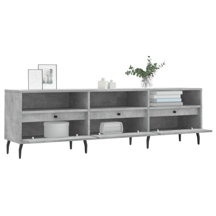 Meuble TV gris béton 150x30x44,5 cm bois d'ingénierie – Image 2