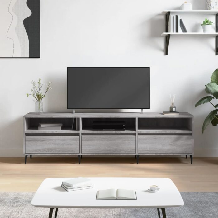 Meuble TV sonoma gris 150x30x44,5 cm bois d'ingénierie – Image 1