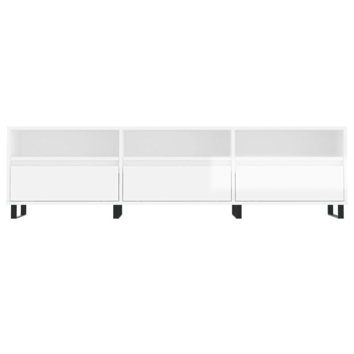 Meuble TV blanc brillant 150x30x44,5 cm bois d'ingénierie – Image 3