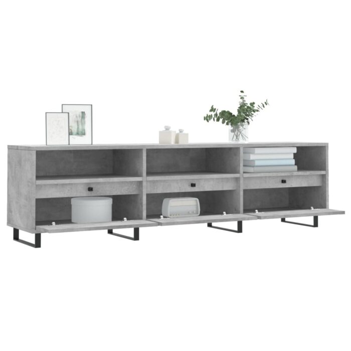 Meuble TV gris béton 150x30x44,5 cm bois d'ingénierie – Image 2