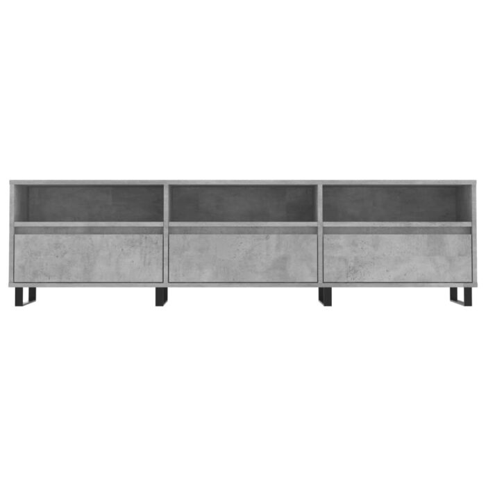 Meuble TV gris béton 150x30x44,5 cm bois d'ingénierie – Image 3
