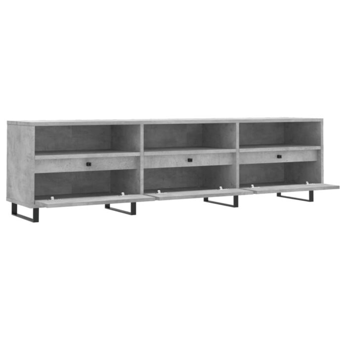 Meuble TV gris béton 150x30x44,5 cm bois d'ingénierie – Image 4